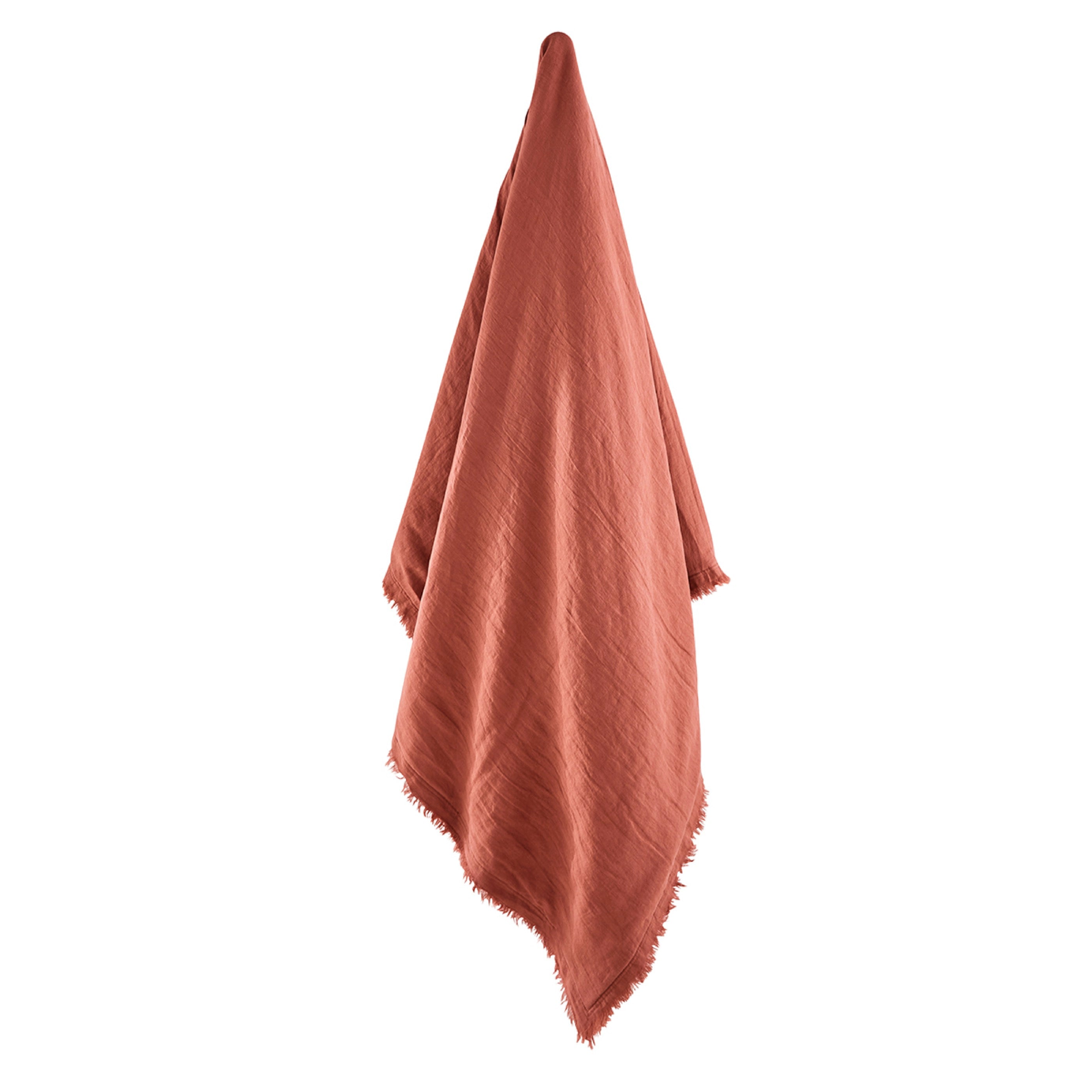 Plaid Garni Brunelle - 100% Lin Lavé - Terracotta