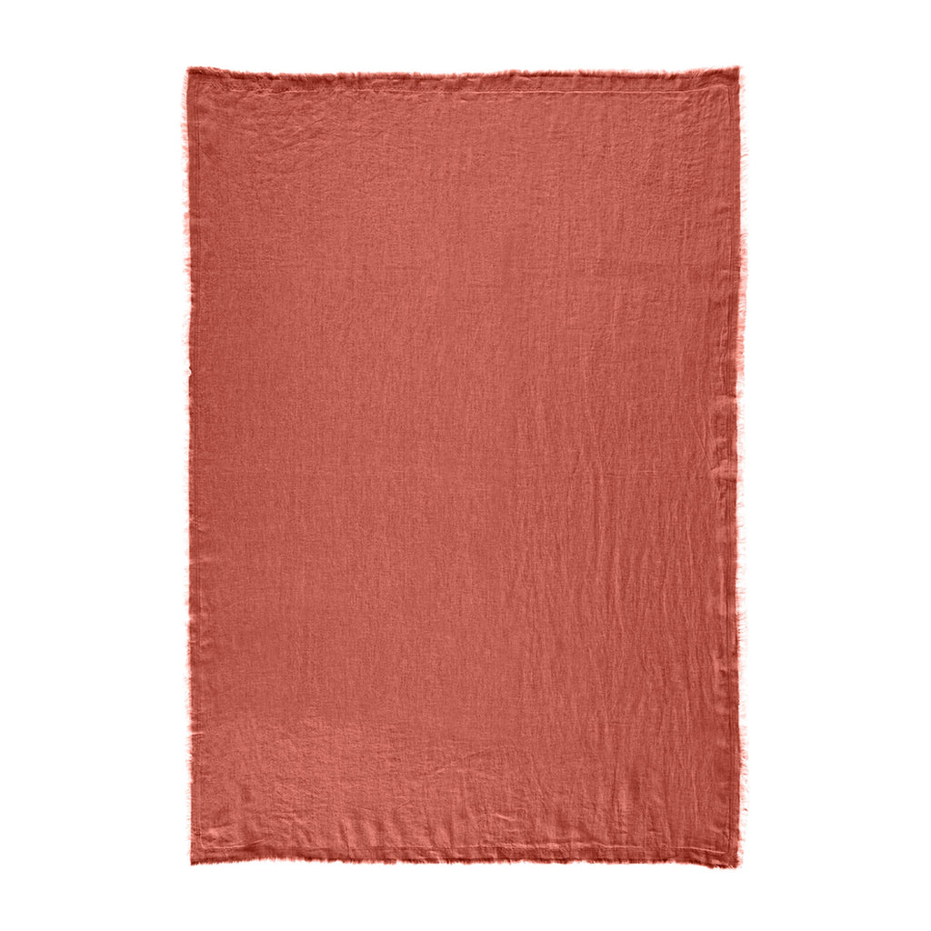Plaid Garni Brunelle - 100% Lin Lavé - Terracotta