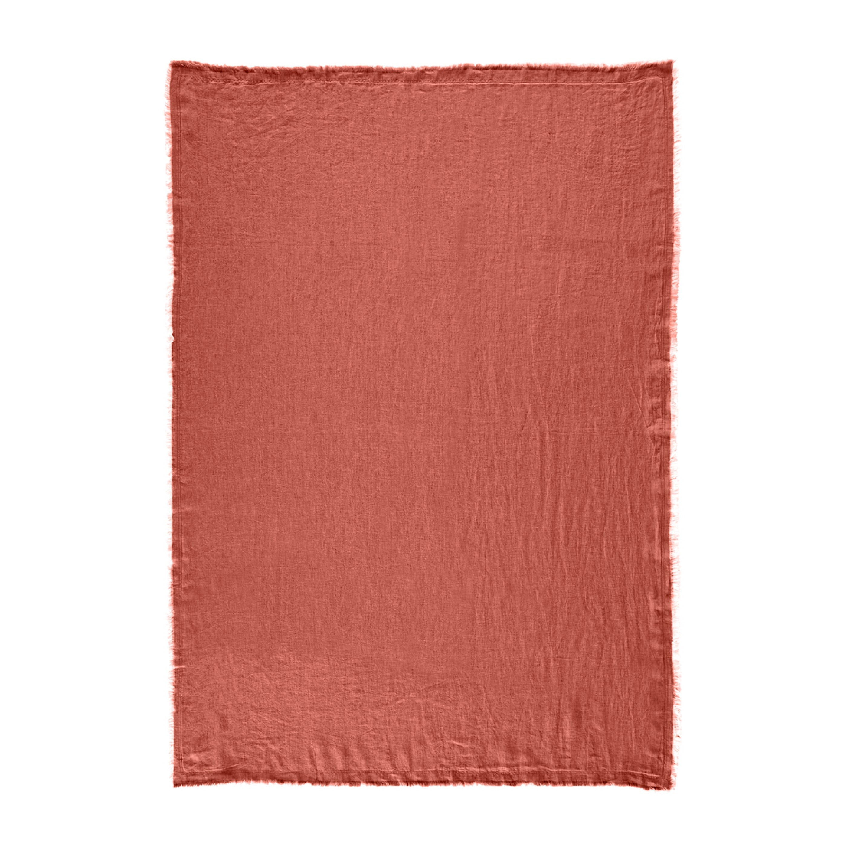 Plaid Garni Brunelle - 100% Lin Lavé - Terracotta
