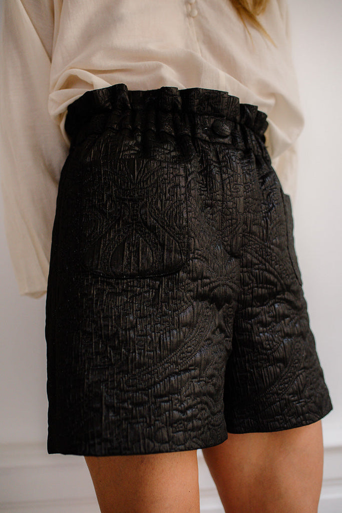 SHORT CARLOTA JACQUARD NOIR - PLUME PARIS - La mode en précommande