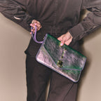 Pochette Cuir Alicia Lune Avec Rivets En Nacre