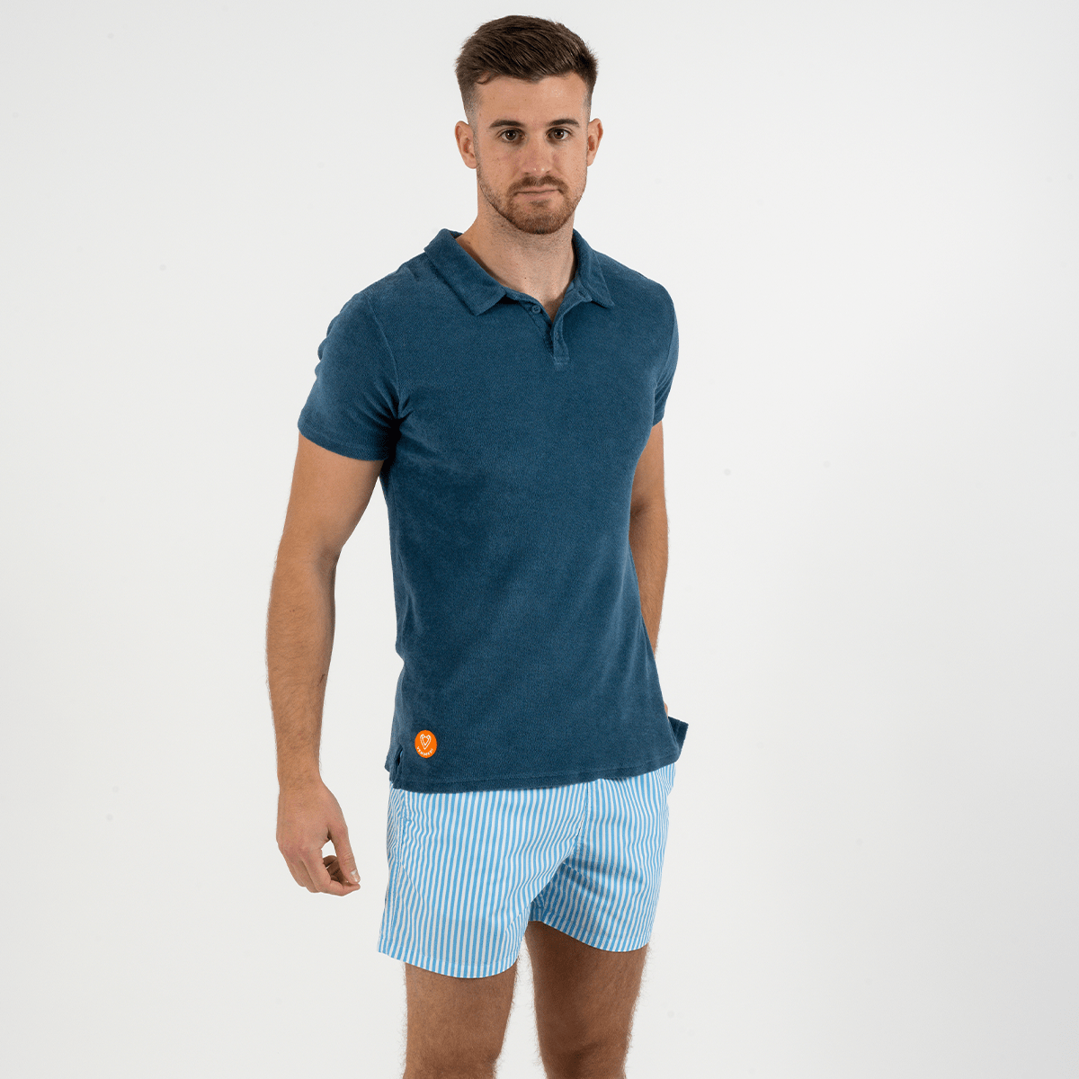 Polo Eponge Bleu Petrole 100% Coton