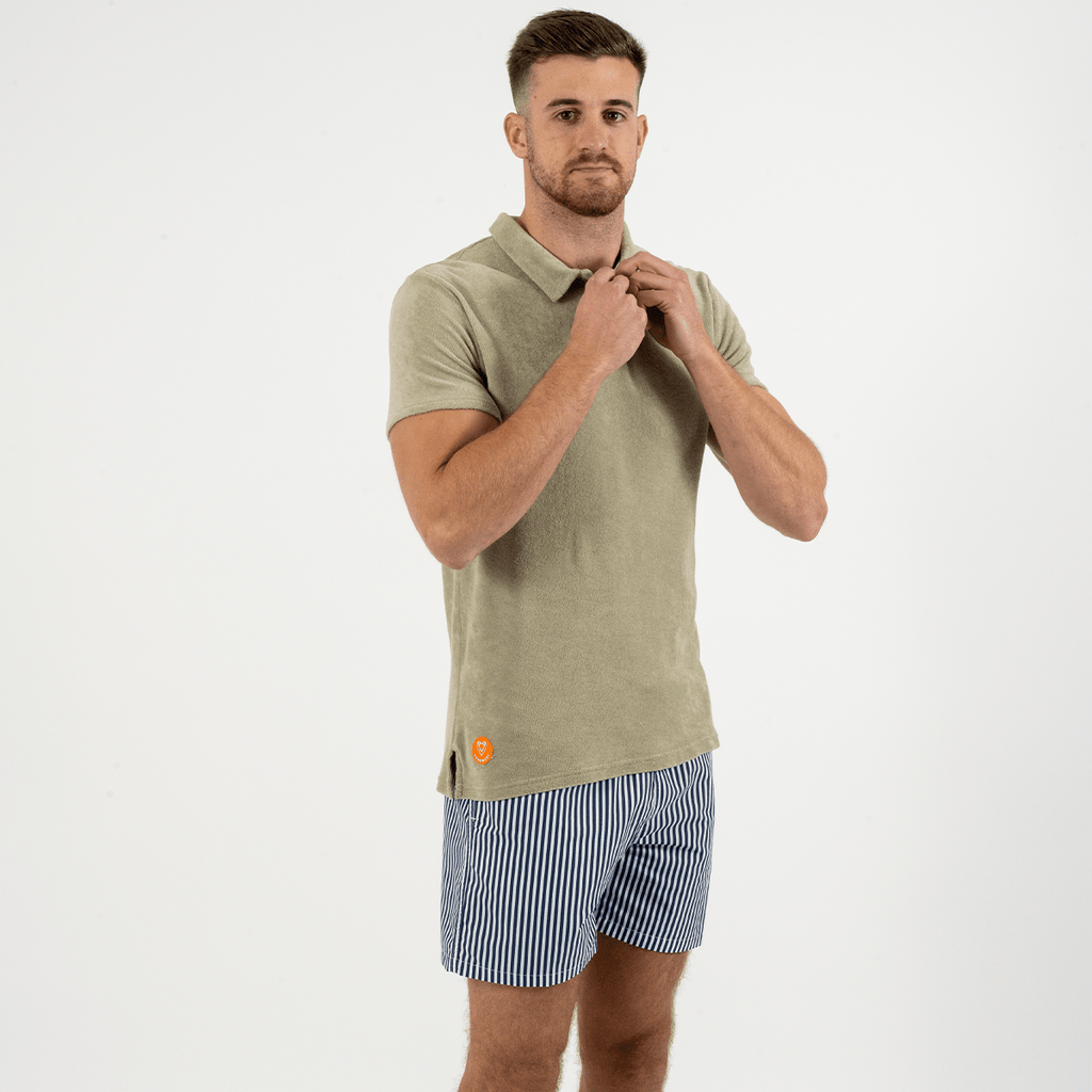 Polo Eponge Kaki Clair 100% Coton