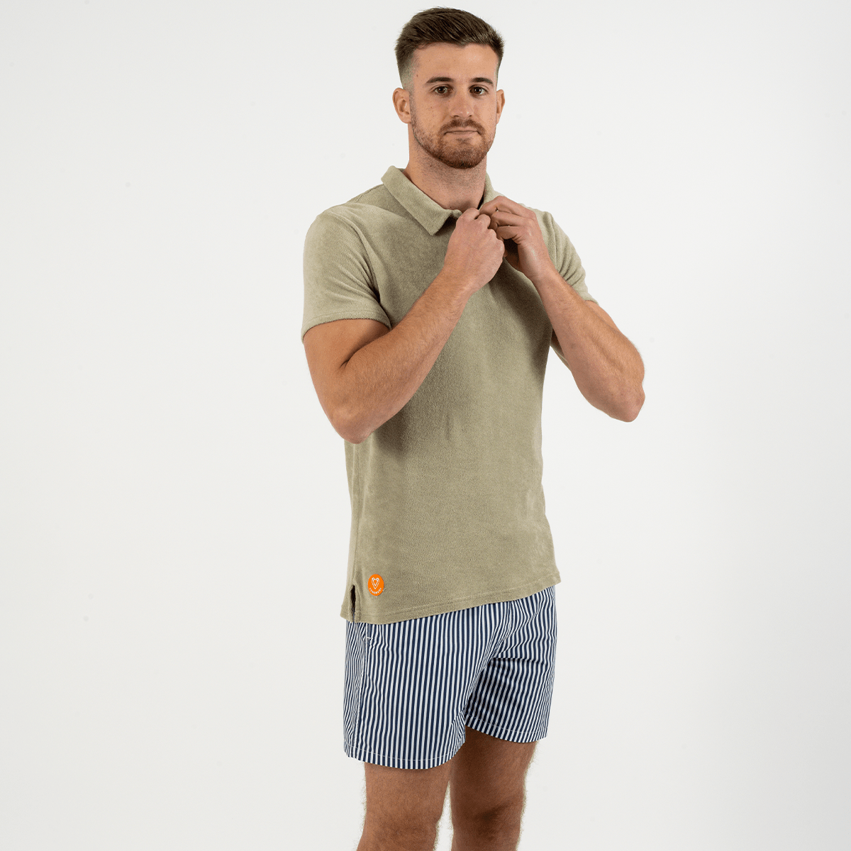 Polo Eponge Kaki Clair 100% Coton