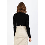 Polo Slim À Manches Longues Côtelées Gypsy Noir / Camel, 100% Cachemire, 2 Fils, 1-1 Rib - Femme - Perfect Cashmere - Perfect Cashmere* - The Bradery