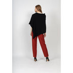 Poncho Col V Georgia Noir, Jersey, 260 Gr, 100% Cachemire, 4 Fils - Femme - Perfect Cashmere - The Bradery
