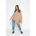 Poncho Col V Tamara Camel, 100% Cachemire, 2 Fils, Jersey - Femme - Perfect Cashmere - The Bradery