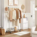 Portant À Vêtements Sur Roues Avec Tringle Extensible 92-132cm - Argent