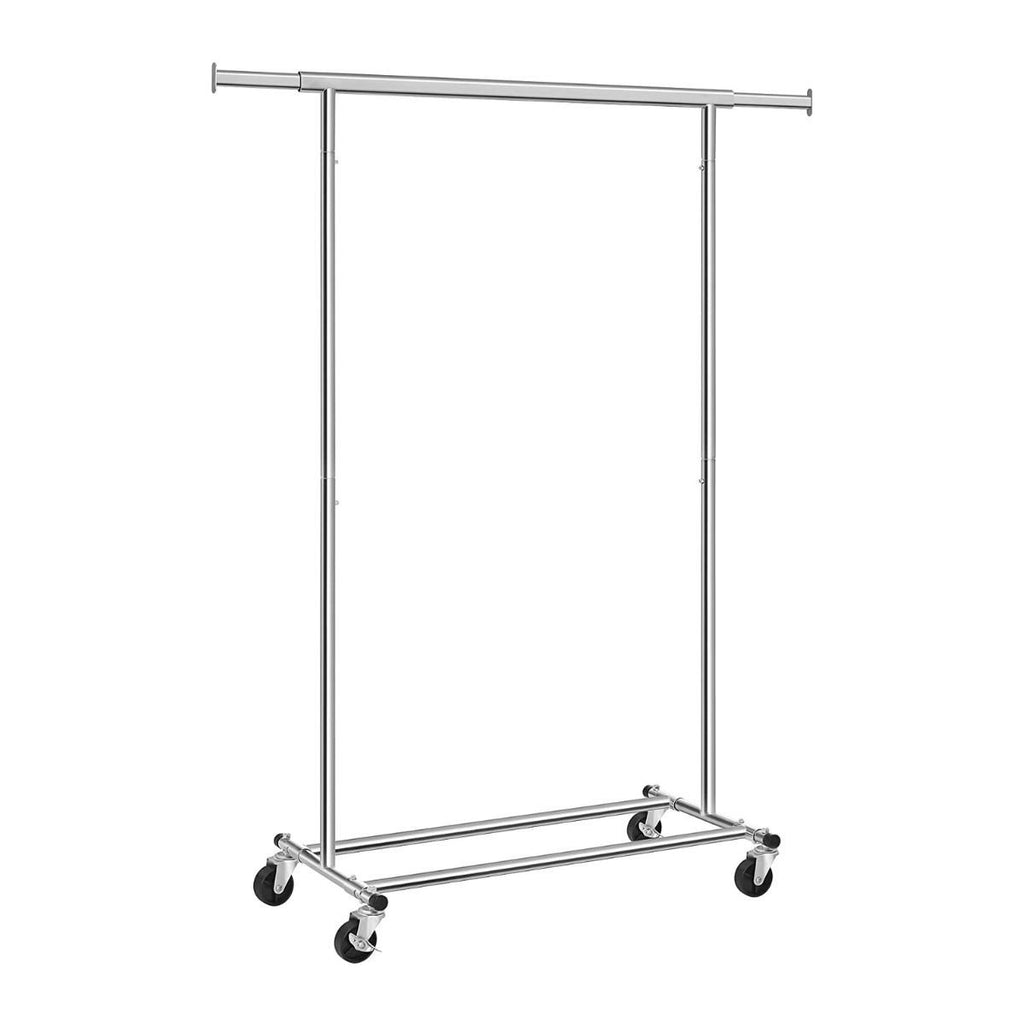 Portant À Vêtements Sur Roues Avec Tringle Extensible 92-132cm - Argent