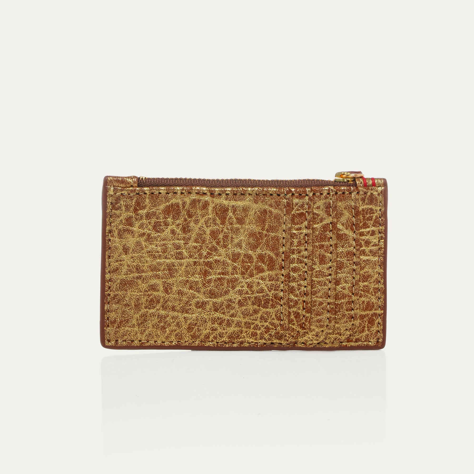 Porte Carte Helena Cuir Bubble Or Antique