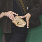 Porte Cartes Alex Cuir Bubble Or Antique