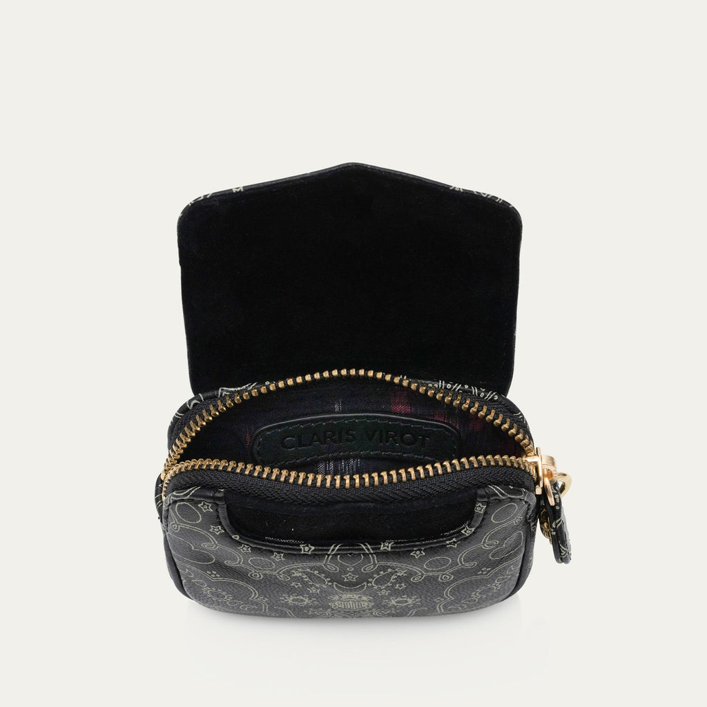 Porte-Monnaie Cuir Karl Nappa Noir Imprimé Bandana
