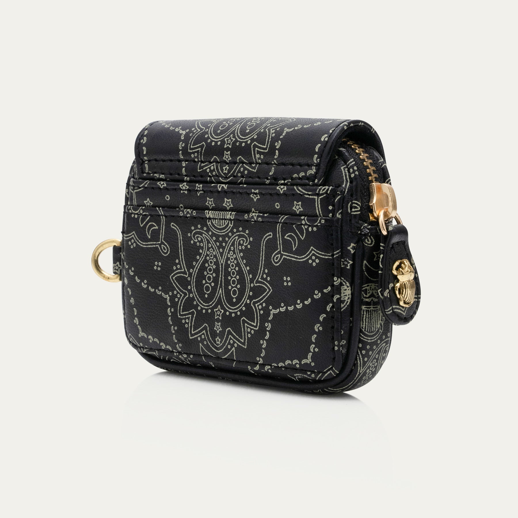 Porte-Monnaie Cuir Karl Nappa Noir Imprimé Bandana