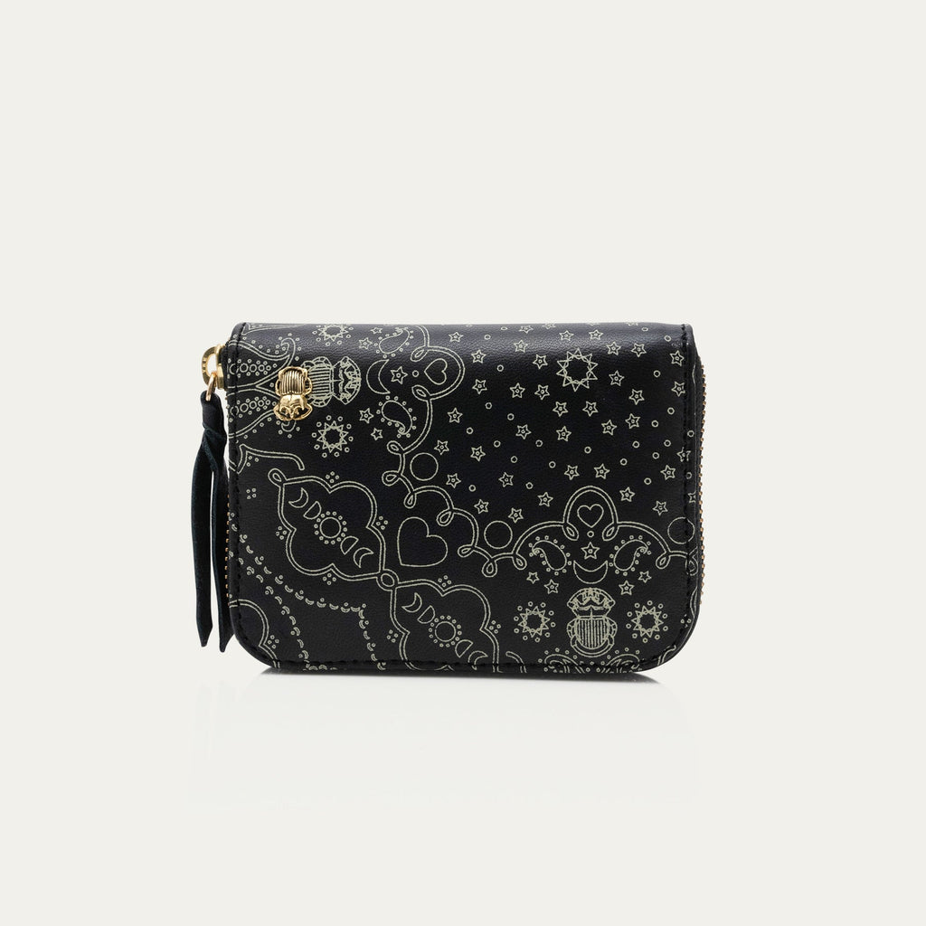 Portefeuille Cuir Mini Bob Nappa Noir Imprimé Bandana