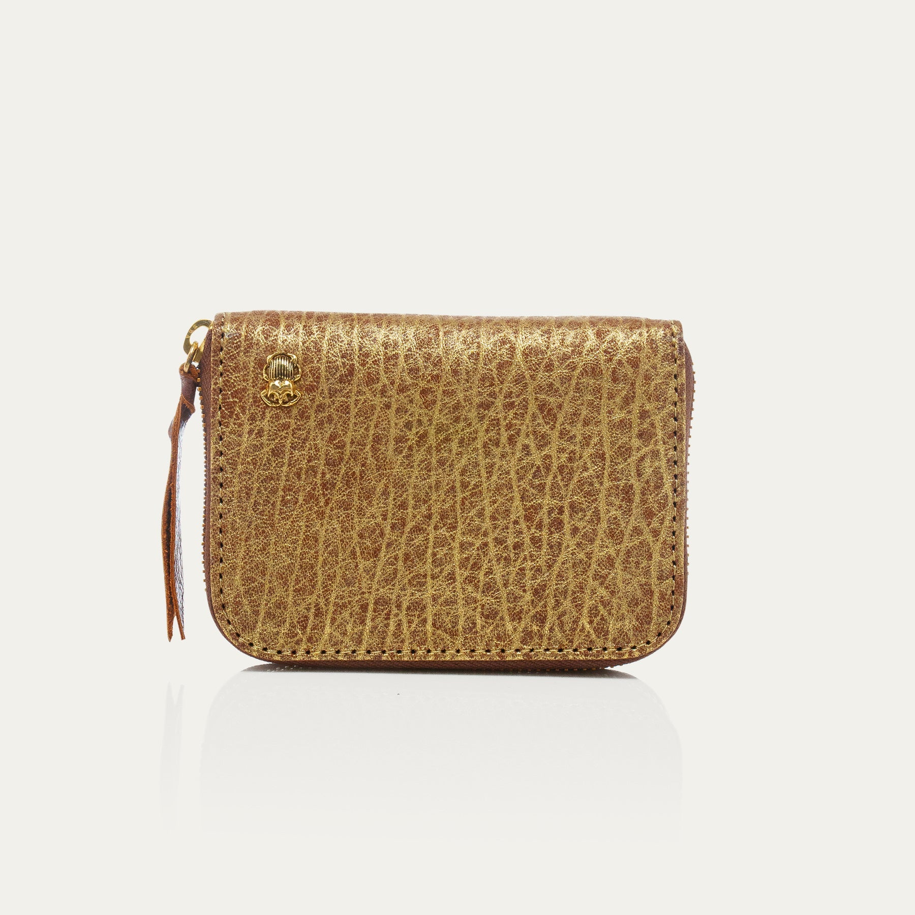 Portefeuille Mini Bob Cuir Bubble Or Antique