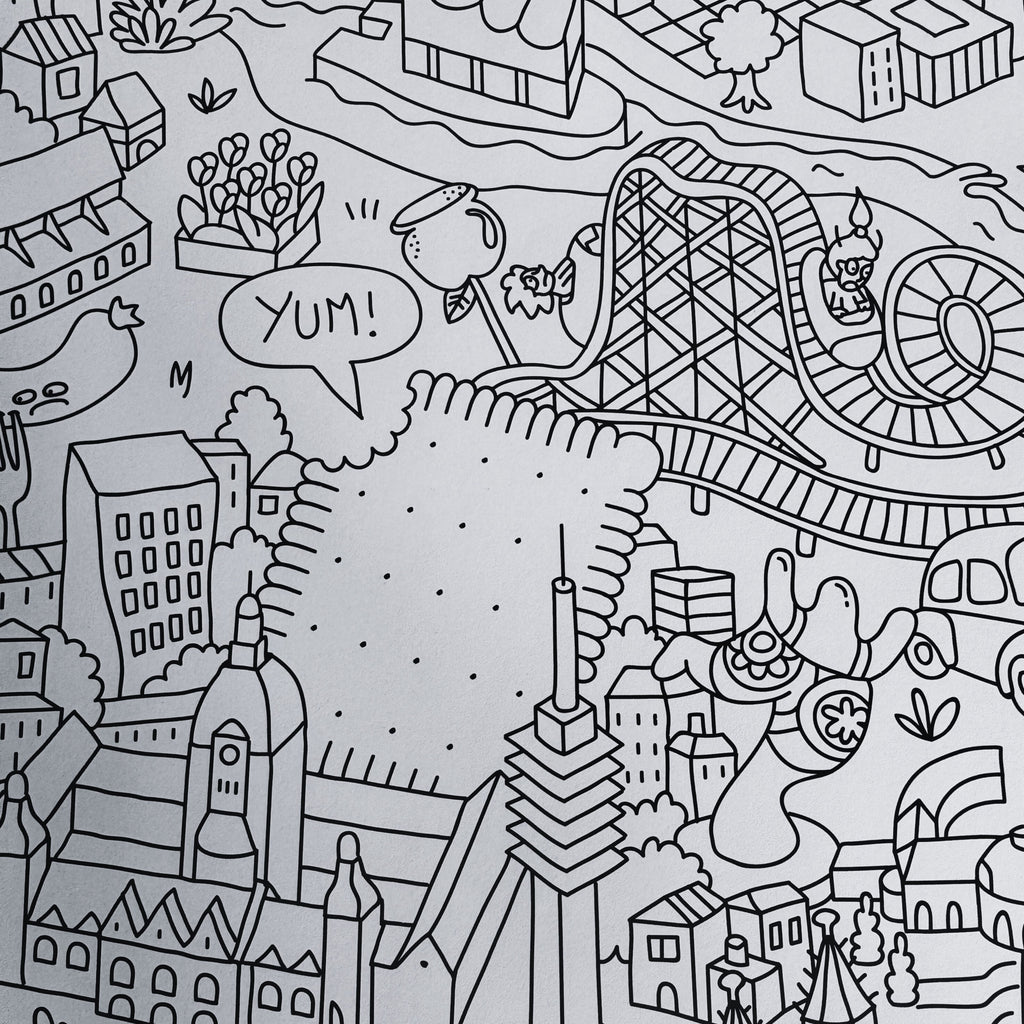 Personnages et scènes typiques d’Allemagne sur le poster géant OMY à colorier