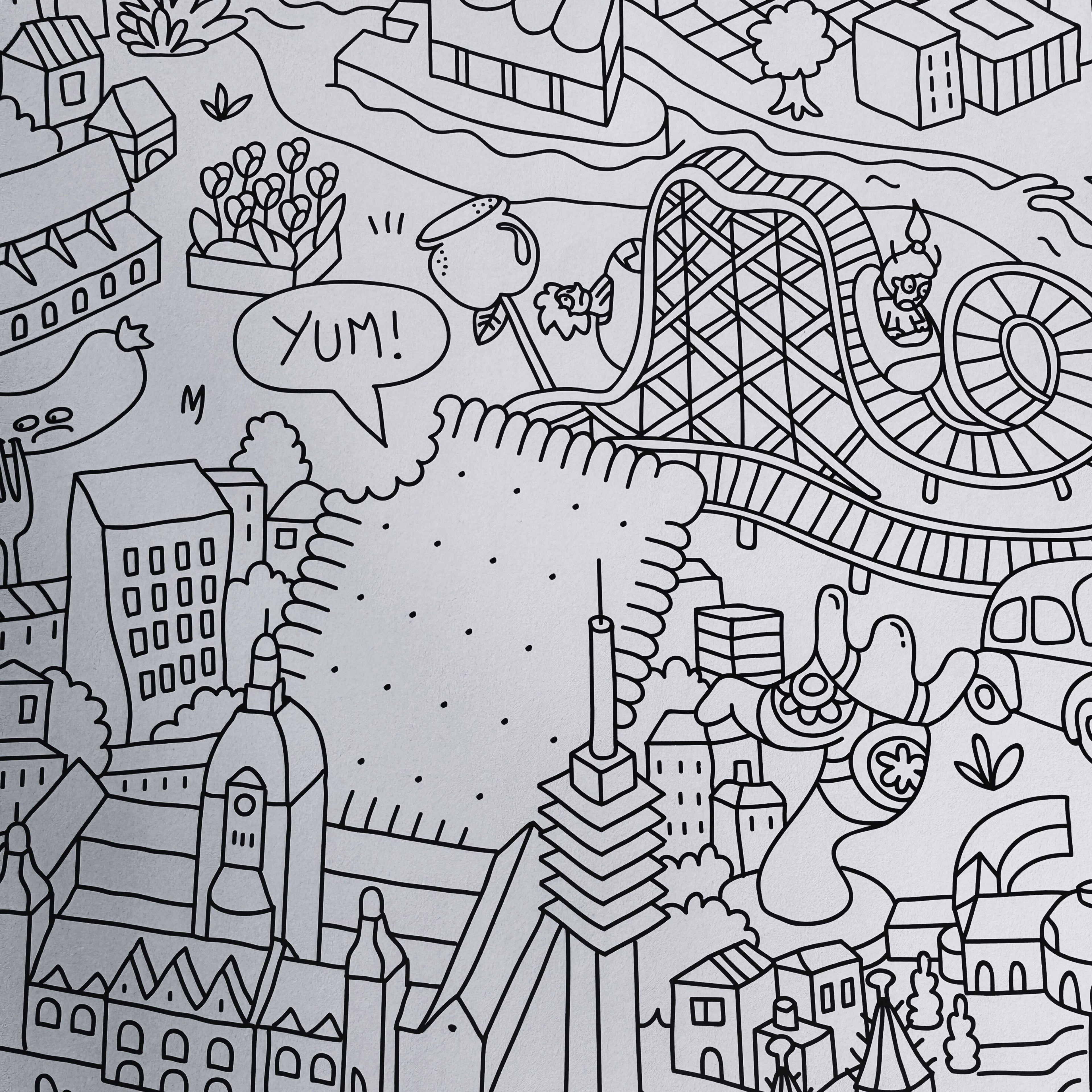Personnages et scènes typiques d’Allemagne sur le poster géant OMY à colorier