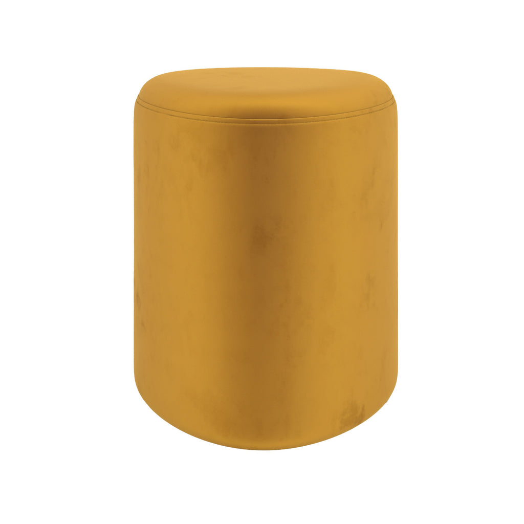 pouf triangulaire emmy jaune curry velours fond blanc