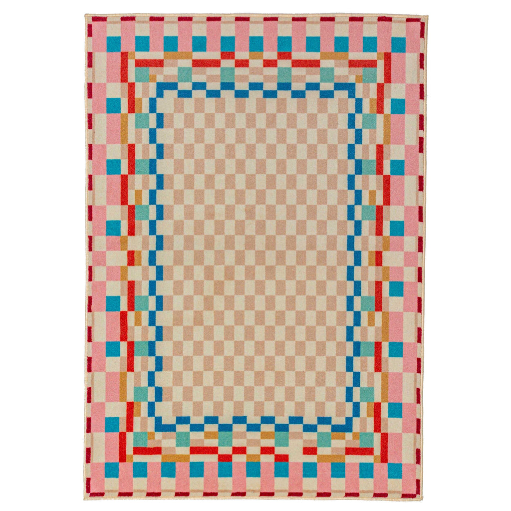 Checkered Border - Tapis En Laine