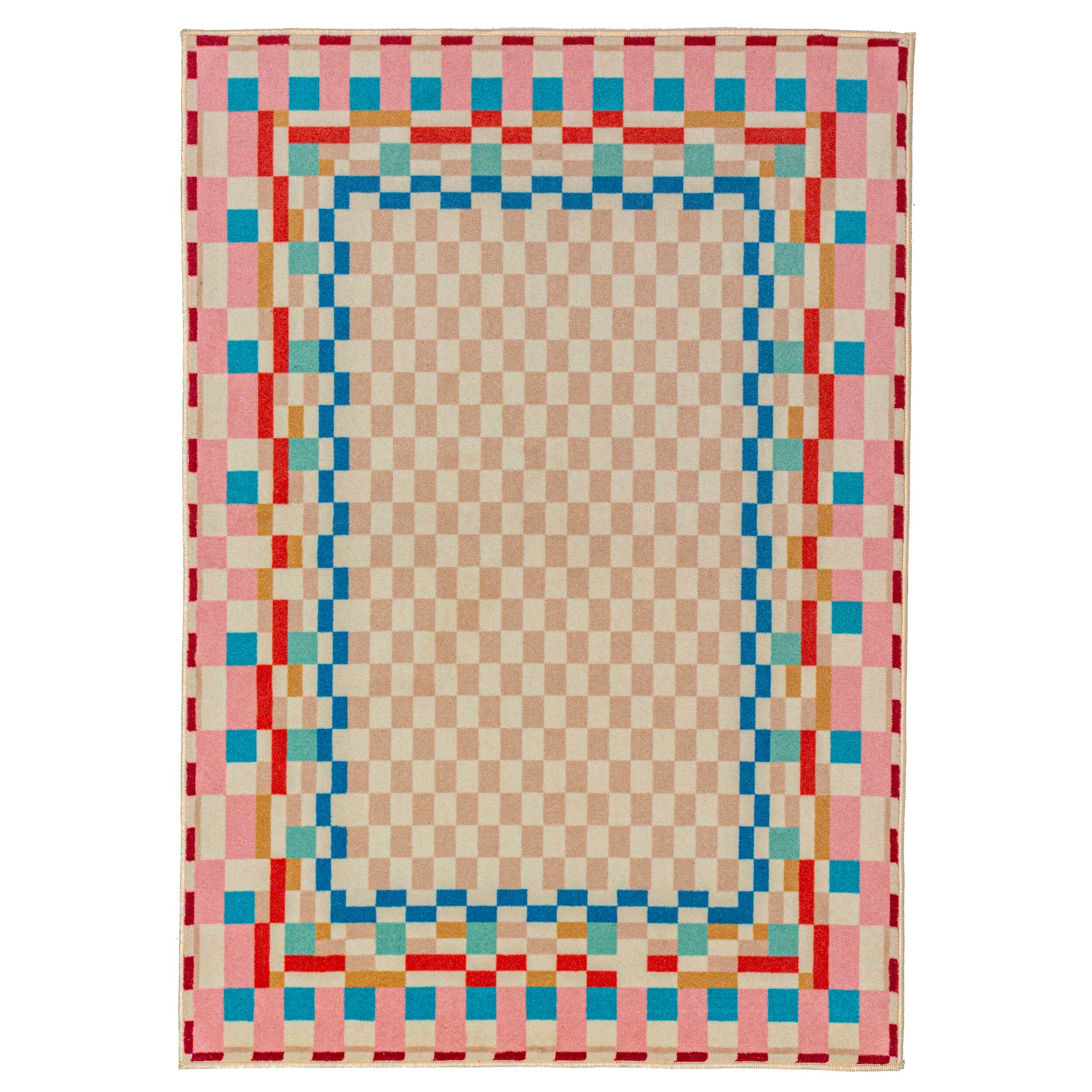 Checkered Border - Tapis En Laine