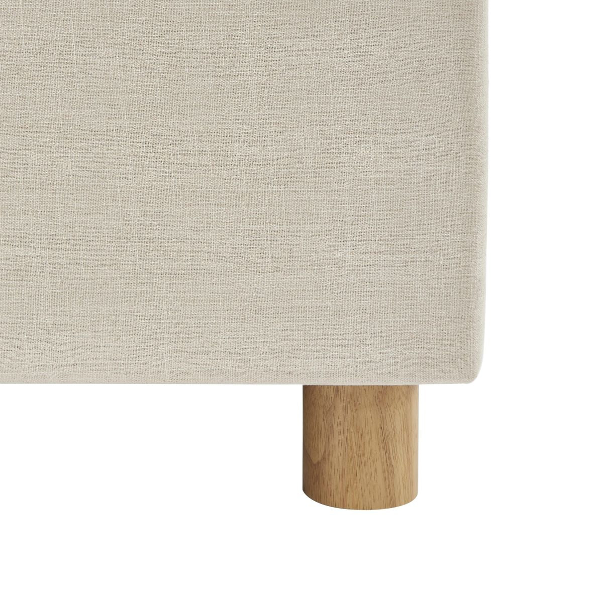 Lit Coffre Tsuki - Tissu Beige Lin Cannage - Sommier Inclus