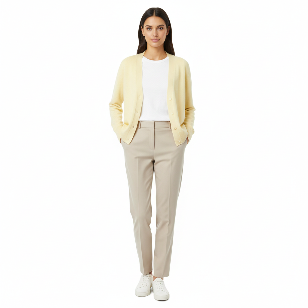 Cardigan - Light Pastel Yellow - Femme