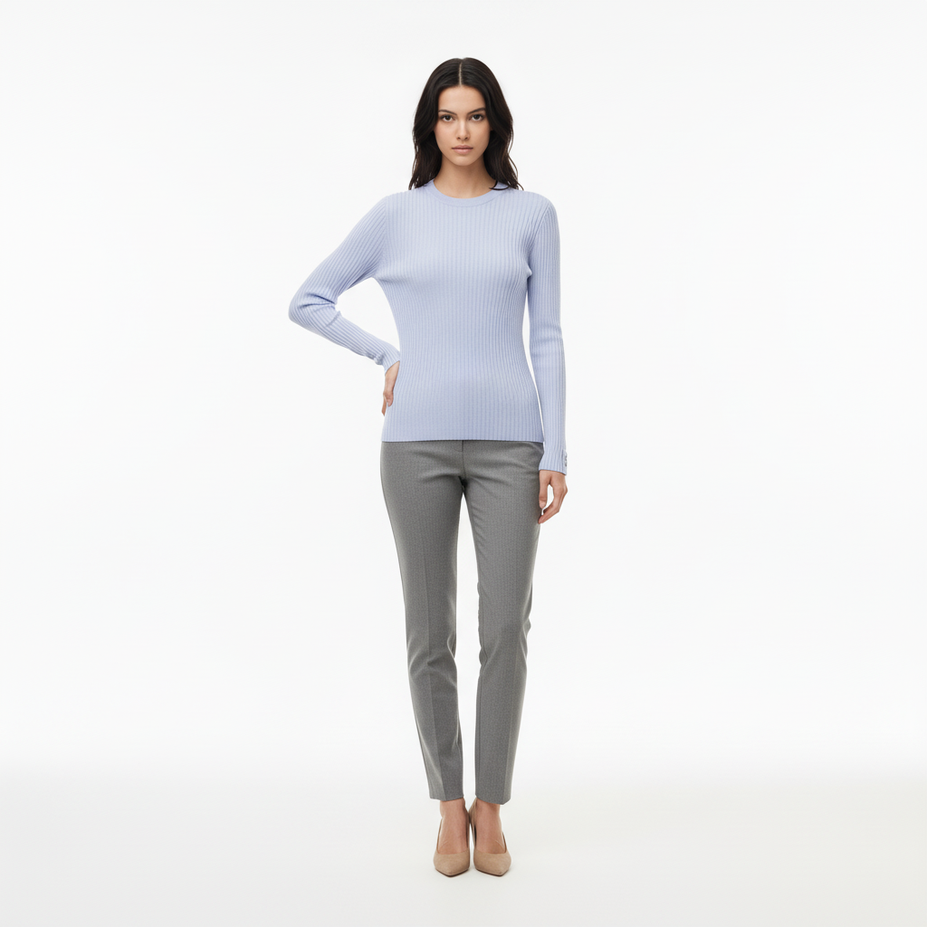 Chandail Rn LS - Light Pastel Blue - Femme