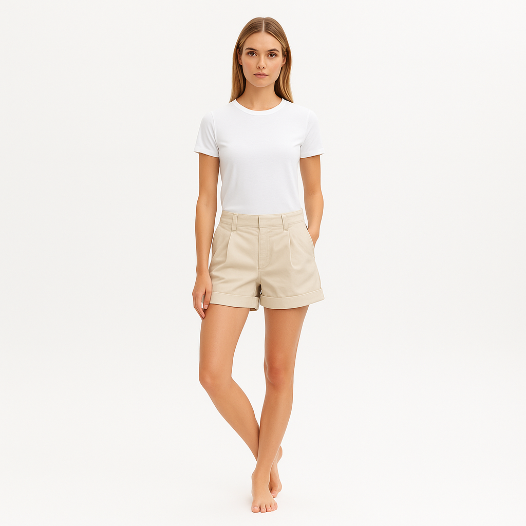 Short Fluid Twill Rolled - Flax