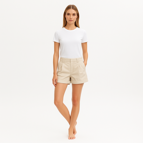 Short Fluid Twill Rolled - Flax