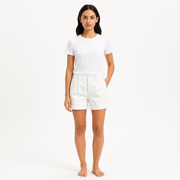 Short Fluid Twill Rolled - Off White