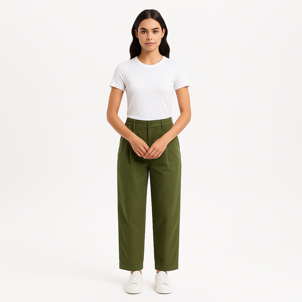 Pantalon Fluid Twill Pleated - Palm
