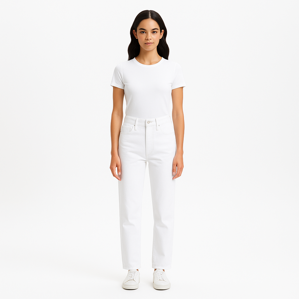 Pantalon Le High N Tight Straight - Rumpled Blanc