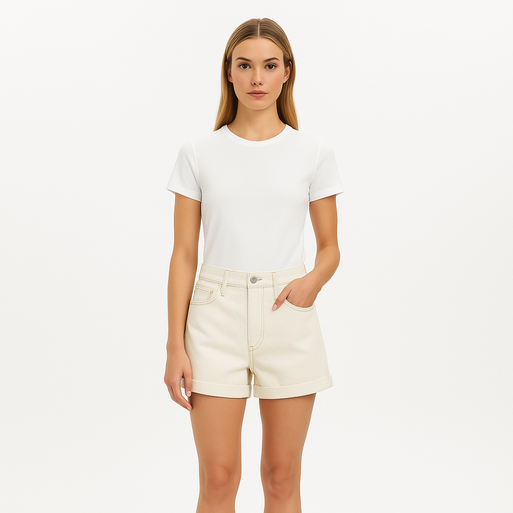 Short High Rise Cuffed - Ecru
