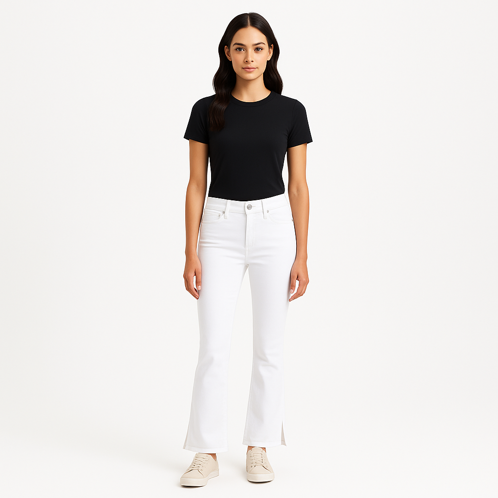Pantalon Le Crop Flare Mini Slits - Blanc