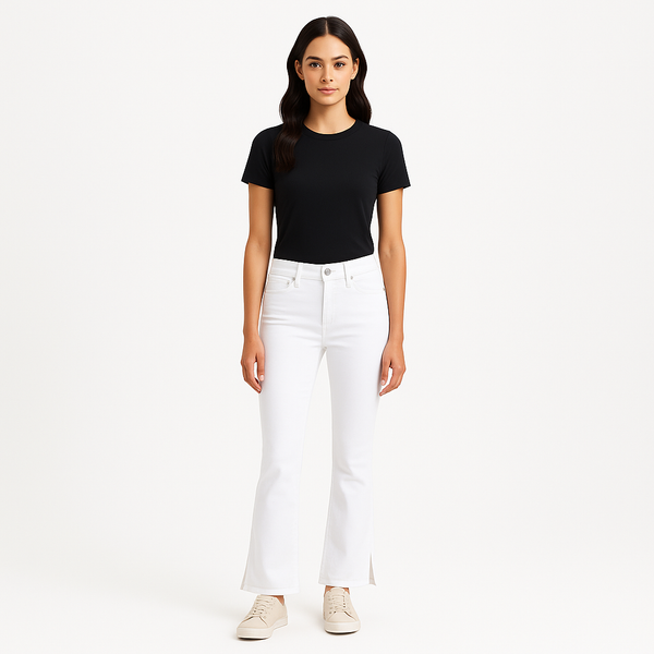 Pantalon Le Crop Flare Mini Slits - Blanc