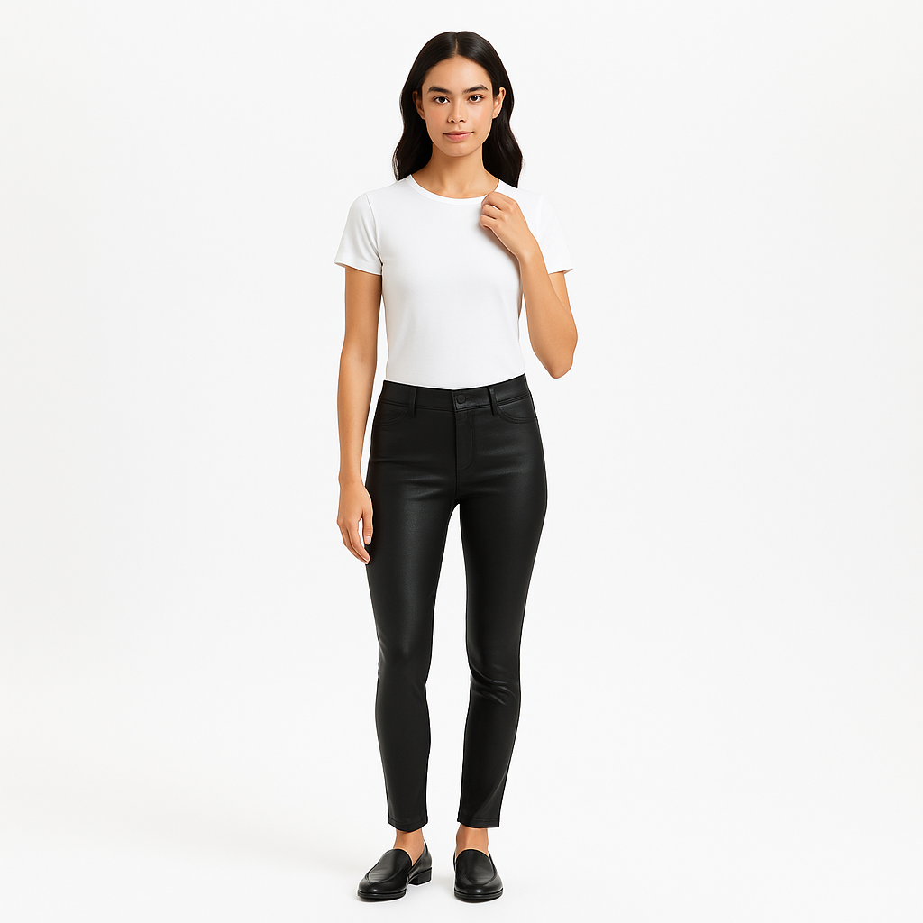 Pantalon Jetset Skinny Crop Slit - Noir Coated