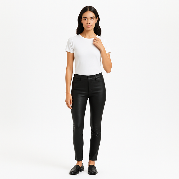 Pantalon Jetset Skinny Crop Slit - Noir Coated