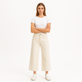 Pantalon High Rise Wide Crop - Ecru