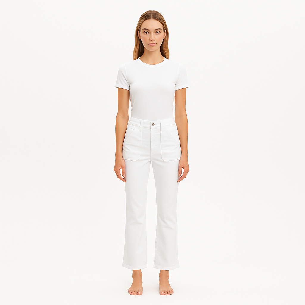 Pantalon Le Crop Mini Boot Trapunto St - Blanc