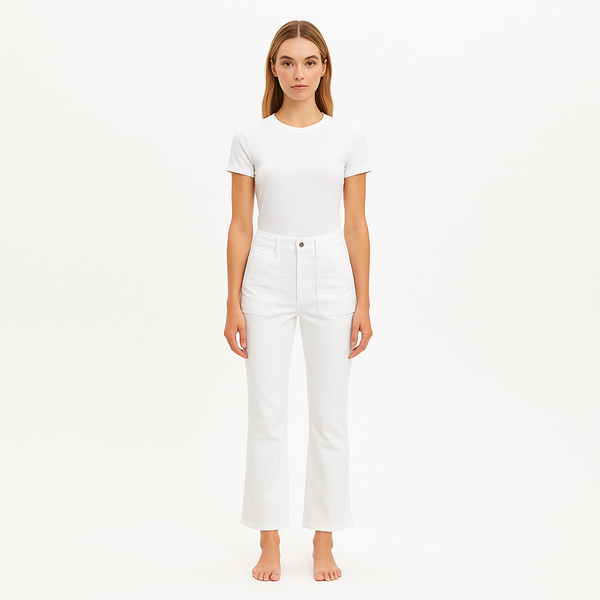 Pantalon Le Crop Mini Boot Trapunto St - Blanc