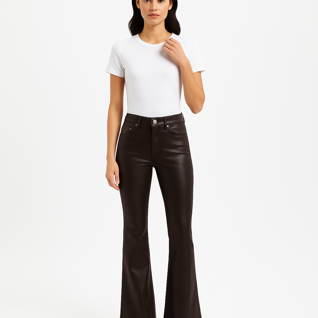 Pantalon Le High Flare Coated - Dark Chocolate
