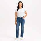 Pantalon Le High Straight Long Raw Fray - Mermaid