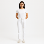Pantalon Le High Straight Chain Belt - Blanc