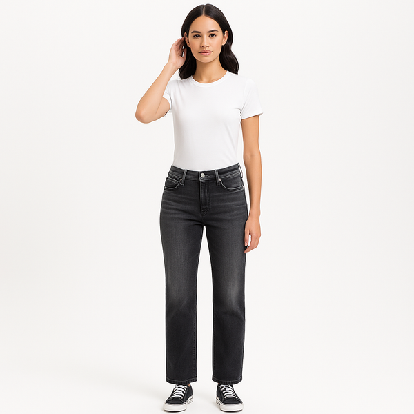 Pantalon Le High Straight Degradable - Black Oak
