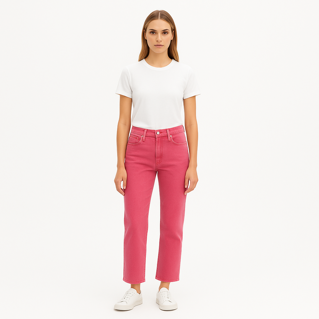 Pantalon Le Jane Crop Raw After - Washed Flamingo