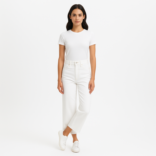 Pantalon Le Jane Wide Crop Raw Fray - Au Natural Clean
