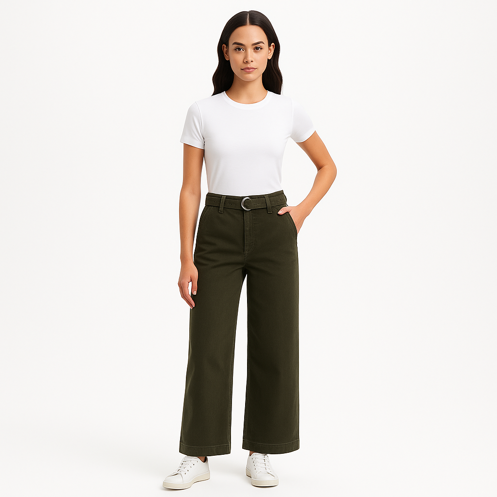 Pantalon Le Pixie Cinched Wide Leg - Military Green