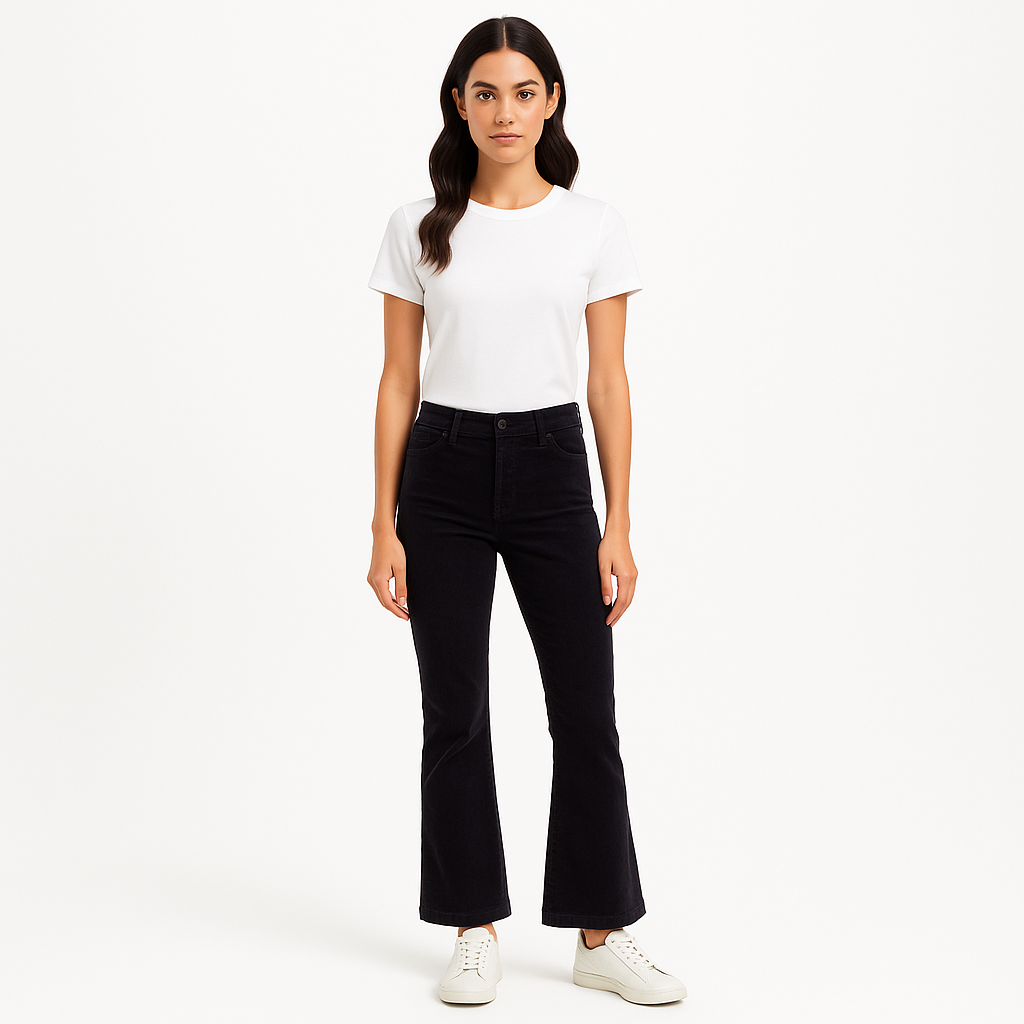 Pantalon Low Rise Flare Cropped - Noir