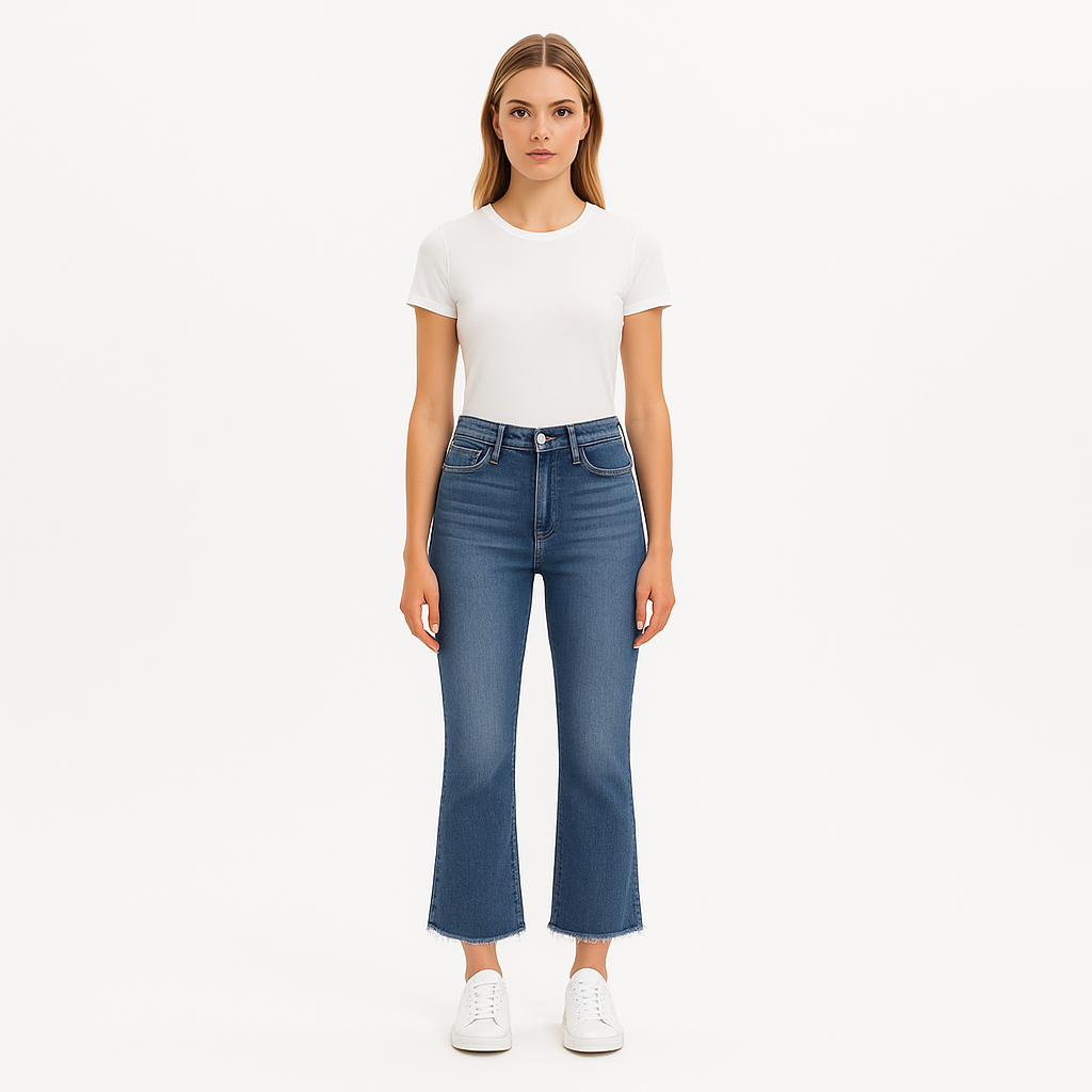 Pantalon Le Super High Crop Mini Boot Raw After - Deepwater