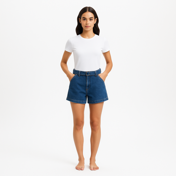 Short Le Trouser Belted - Meadow